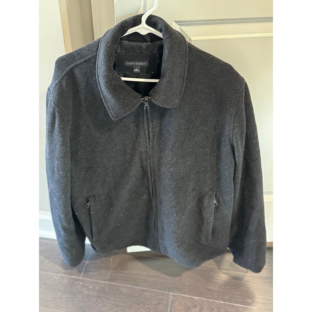 BANANA REPUBLIC BRAND~Men’s (Large) Dark Gray Wool Bomber Coat/Jacket, Outerwear - Picture 10 of 10